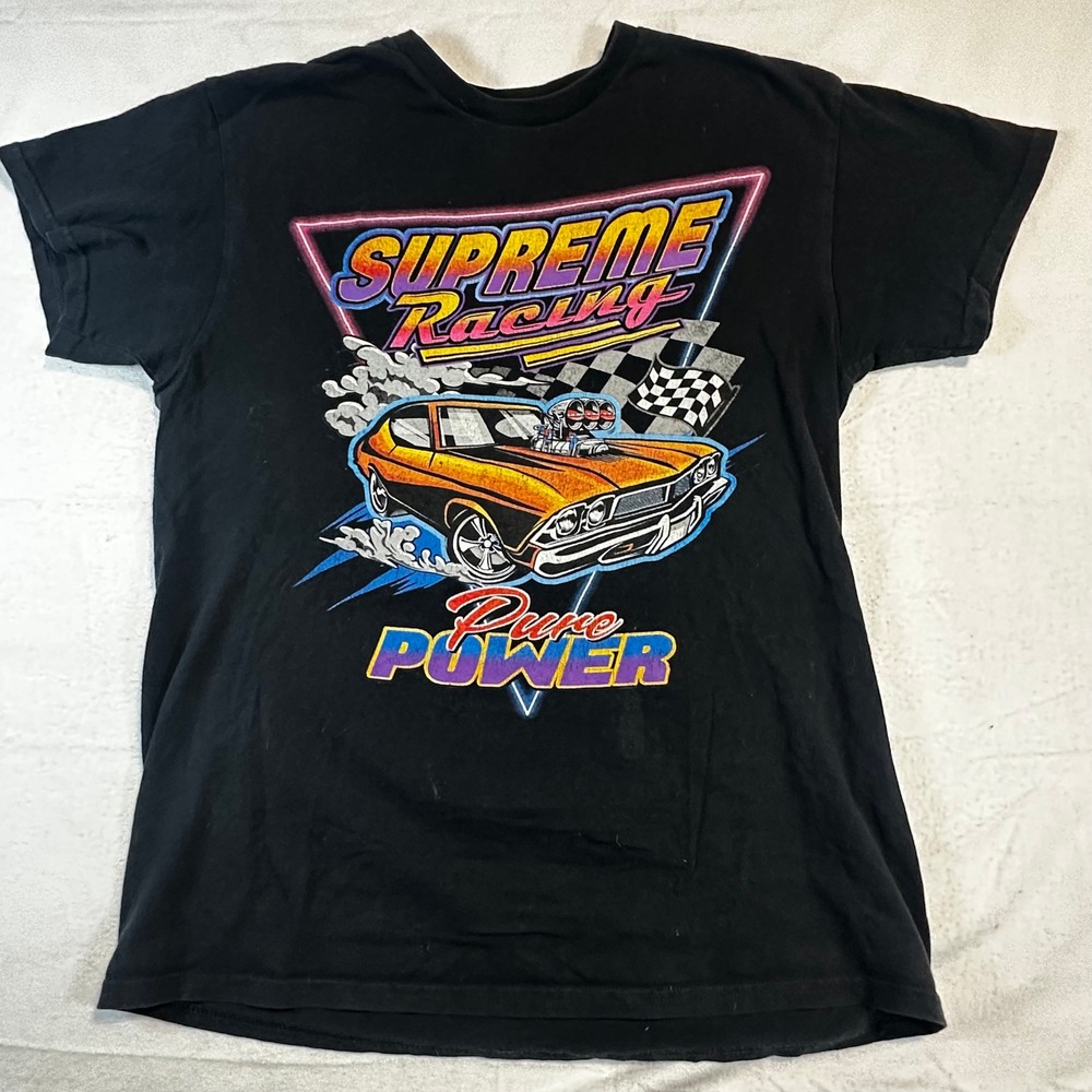 Retro DOM Supreme Racing Pure Power Muscle Car Graphic T-Shirt Black Mens Size M